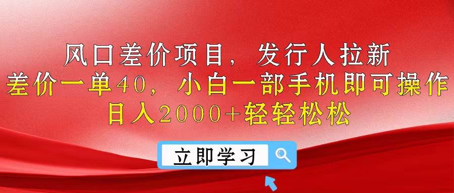 （10827期）风口差价项目，发行人拉新，差价一单40，小白一部手机即可操作，日入20…-问小徐资源库