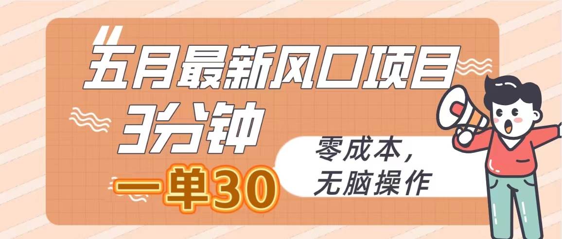 （10256期）五月最新风口项目，3分钟一单30，零成本，无脑操作-问小徐资源库