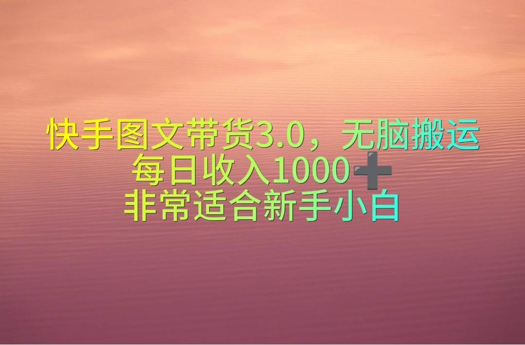 （10252期）快手图文带货3.0，无脑搬运，每日收入1000＋，非常适合新手小白-问小徐资源库