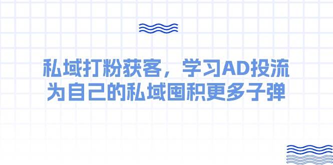 （10728期）某收费课：私域打粉获客，学习AD投流，为自己的私域囤积更多子弹-问小徐资源库