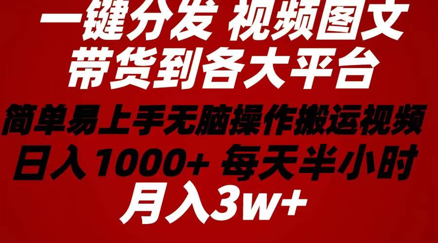 （10667期）2024年 一键分发带货图文视频  简单易上手 无脑赚收益 每天半小时日入1…-问小徐资源库