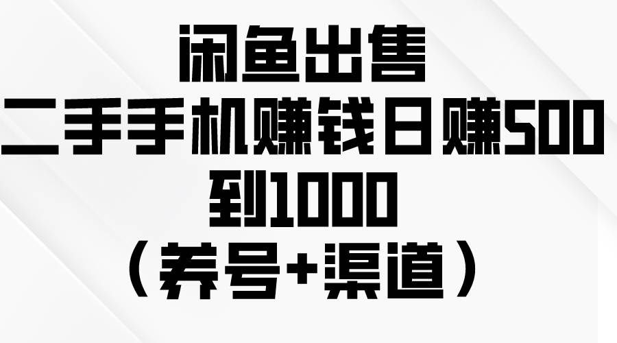 （10269期）闲鱼出售二手手机赚钱，日赚500到1000（养号+渠道）-问小徐资源库