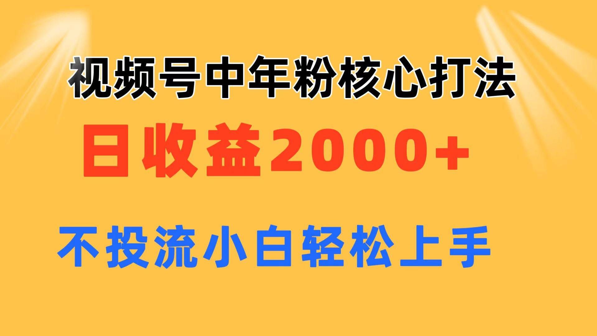 （11205期）视频号中年粉核心玩法 日收益2000+ 不投流小白轻松上手-问小徐资源库