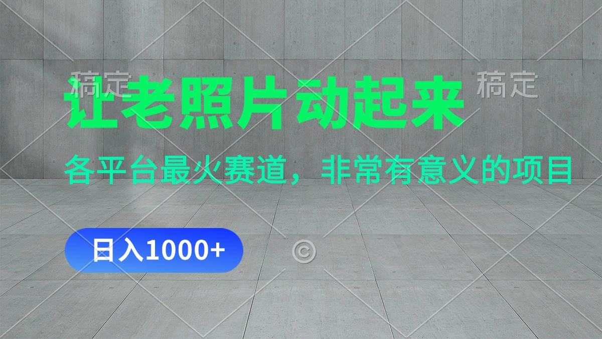 （11671期）让老照片动起来，一天变现1000+，各平台最火赛道，看完就会-问小徐资源库