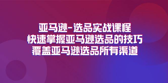（11620期）亚马逊-选品实战课程，快速掌握亚马逊选品的技巧，覆盖亚马逊选品所有渠道-问小徐资源库