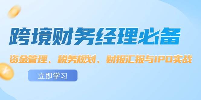 （12323期）跨境 财务经理必备：资金管理、税务规划、财报汇报与IPO实战-问小徐资源库