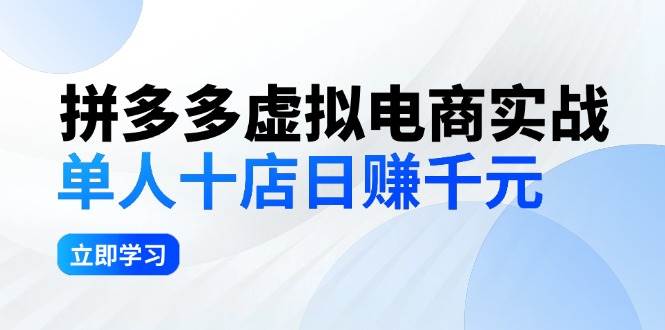 （12326期）拼夕夕虚拟电商实战：单人10店日赚千元，深耕老项目，稳定盈利不求风口-问小徐资源库