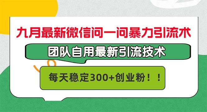 （12735期）九月最新微信问一问暴力引流术，团队自用引流术，每天稳定300+创…-问小徐资源库