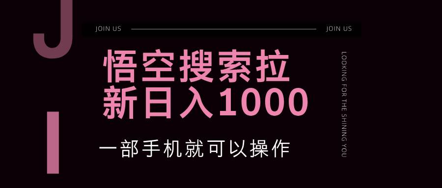 （12717期）悟空搜索类拉新 蓝海项目 一部手机就可以操作 教程非常详细-问小徐资源库