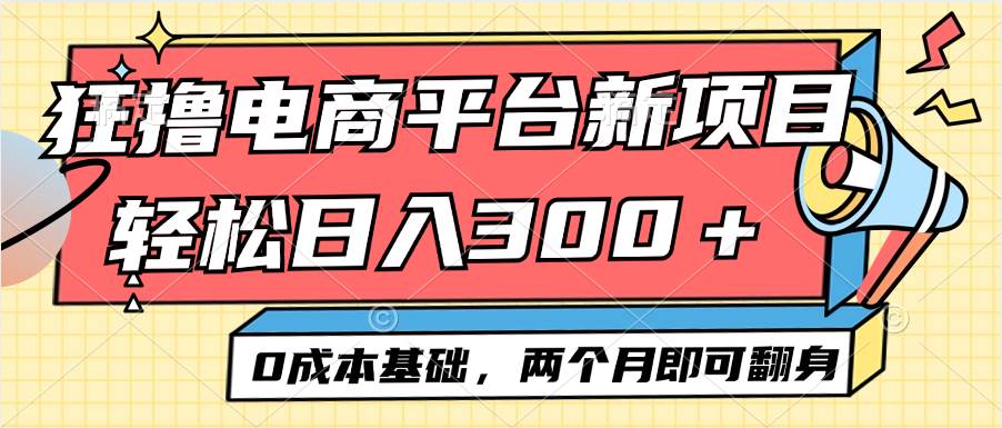 （12685期）电商平台新赛道变现项目小白轻松日入300＋0成本基础两个月即可翻身-问小徐资源库