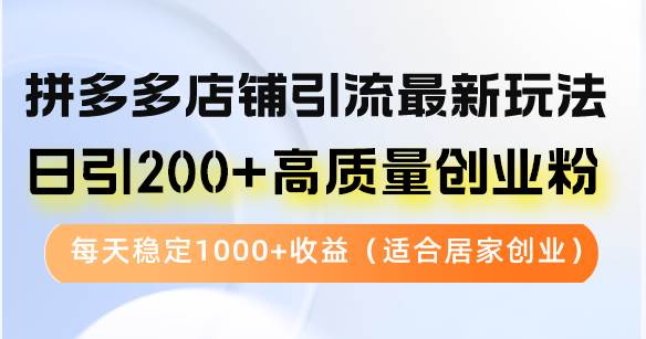（12893期）拼多多店铺引流最新玩法，日引200+高质量创业粉，每天稳定1000+收益（…-问小徐资源库