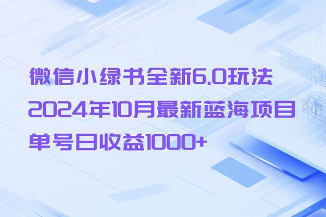 （13052期）微信小绿书全新6.0玩法，2024年10月最新蓝海项目，单号日收益1000+-问小徐资源库