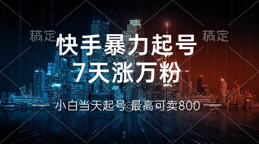 （13142期）快手暴力起号，7天涨万粉，小白当天起号 多种变现方式，账号回收，单月…-问小徐资源库
