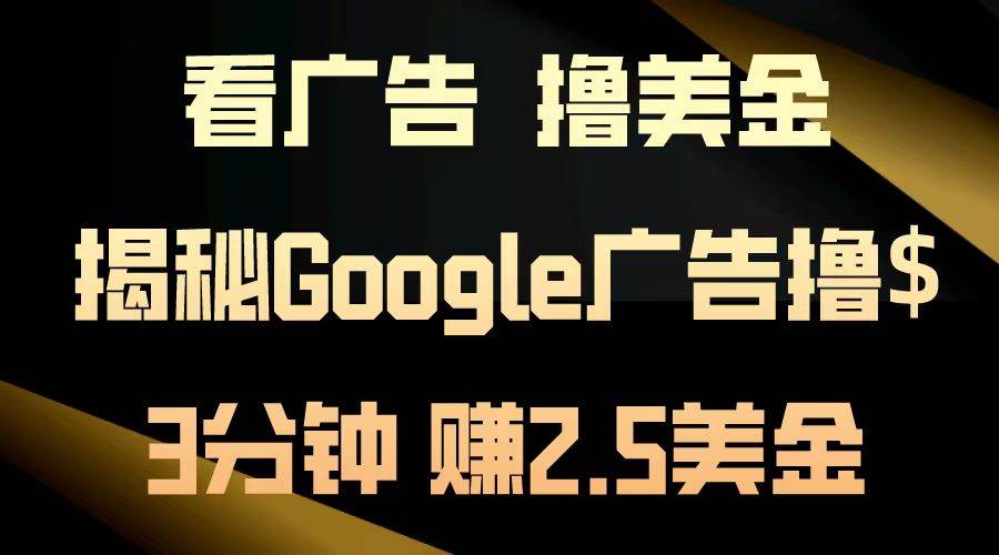 （13114期）看广告，撸美金！3分钟赚2.5美金！日入200美金不是梦！揭秘Google广告…-问小徐资源库