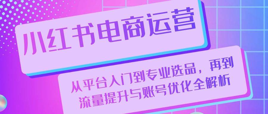 （13043期）小红书电商运营：从平台入门到专业选品，再到流量提升与账号优化全解析-问小徐资源库