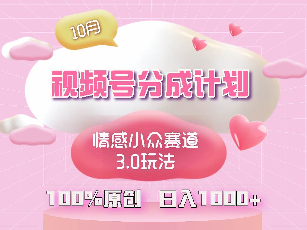 （12939期）视频号情感小众赛道3.0.纯原创视频，每天1小时，小白易上手-问小徐资源库