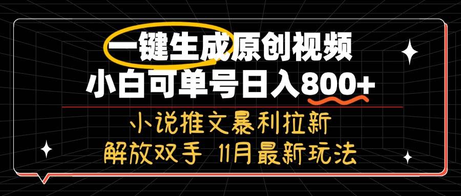 （13215期）11月最新玩法小说推文暴利拉新，一键生成原创视频，小白可单号日入800+…-问小徐资源库