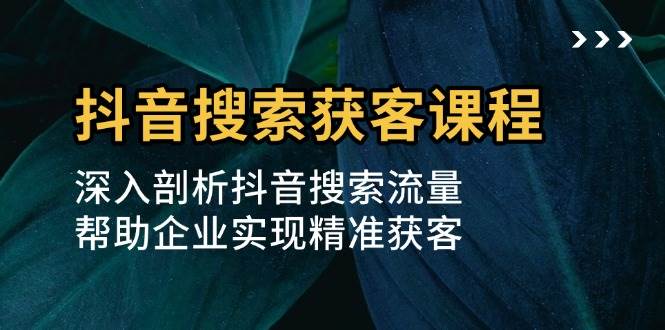 （13465期）抖音搜索获客课程：深入剖析抖音搜索流量，帮助企业实现精准获客-问小徐资源库