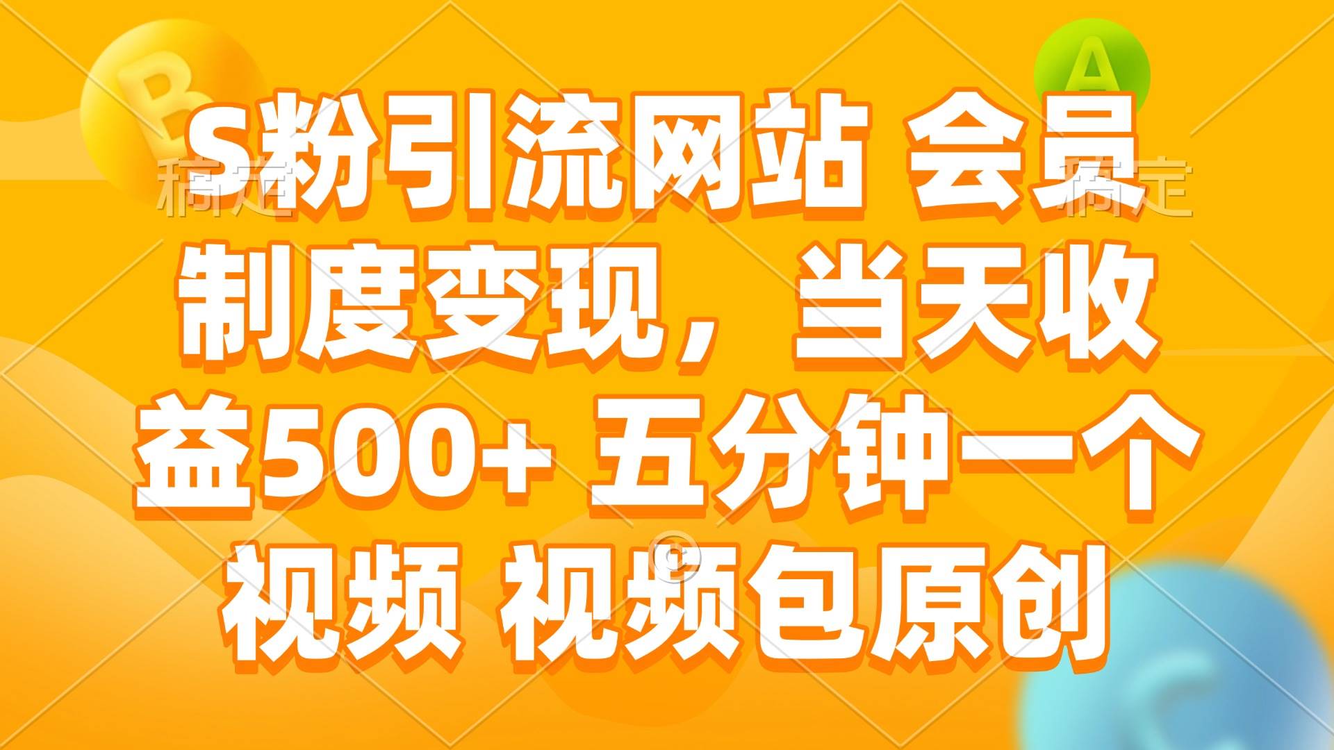 （14129期）S粉引流网站 会员制度变现，当天收益500+ 五分钟一个视频 视频包原创-问小徐资源库