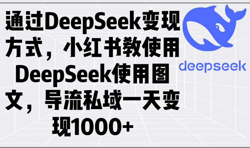 （14179期）通过DeepSeek变现方式，小红书教使用DeepSeek图文，导流私域一天变现1000+-问小徐资源库