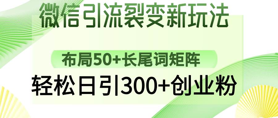 （14451期）微信引流裂变新玩法：布局50+长尾词矩阵，轻松日引300+创业粉-问小徐资源库