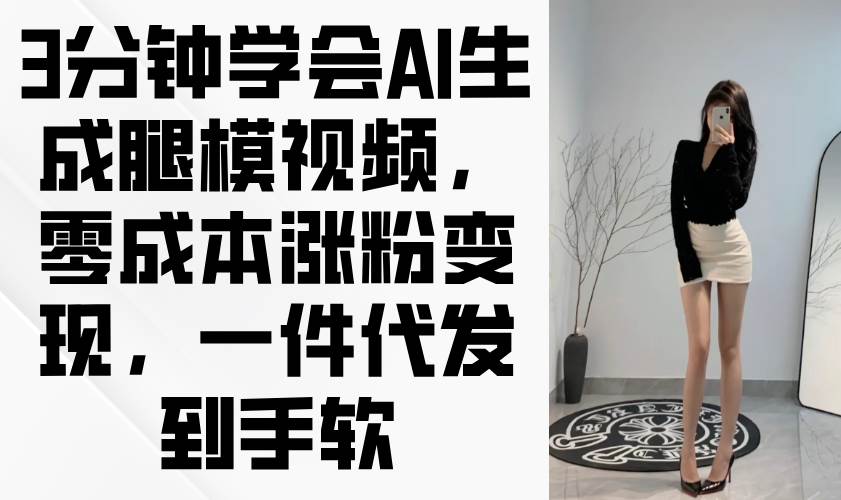 （14537期）3分钟学会AI生成腿模视频，零成本涨粉变现，一件代发到手软-问小徐资源库