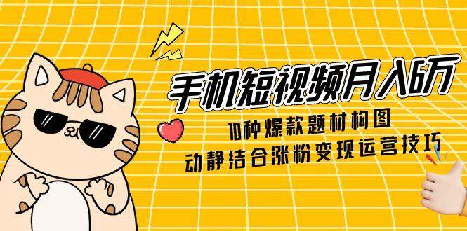 （14791期）手机短视频月入6万，10种爆款题材构图，动静结合涨粉变现运营技巧-问小徐资源库