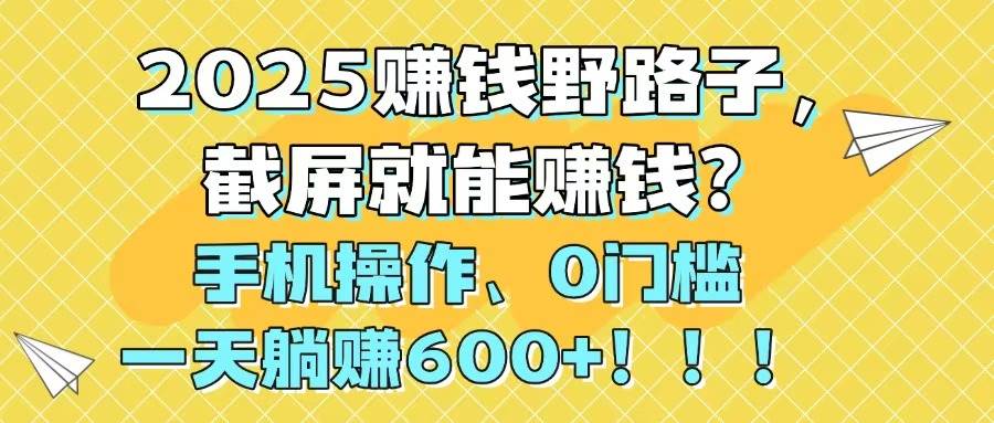 （14771期）2025赚钱野路子，截屏就能赚钱？手机操作0门槛，一天躺赚600+！！！-问小徐资源库