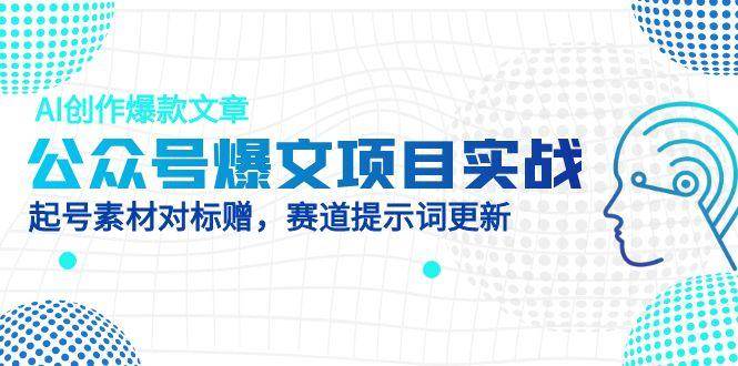 （14709期）公众号爆文项目实战，AI创作爆款文章，起号素材对标赠（附赛道AI提示词）-问小徐资源库