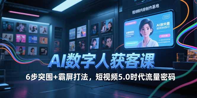 （15247期）AI数字人获客课，6步突围+霸屏打法，短视频5.0时代流量密码-问小徐资源库