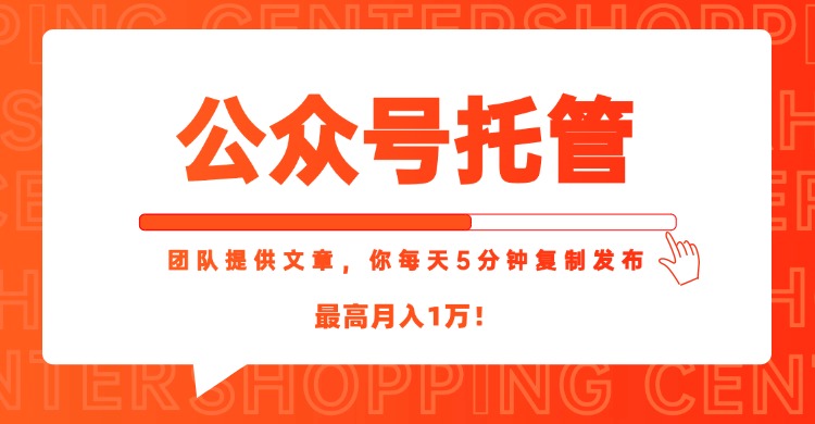 （15109期）【公众号托管 】我提供文章，你每天５分钟复制发布，最高月入1W-问小徐资源库