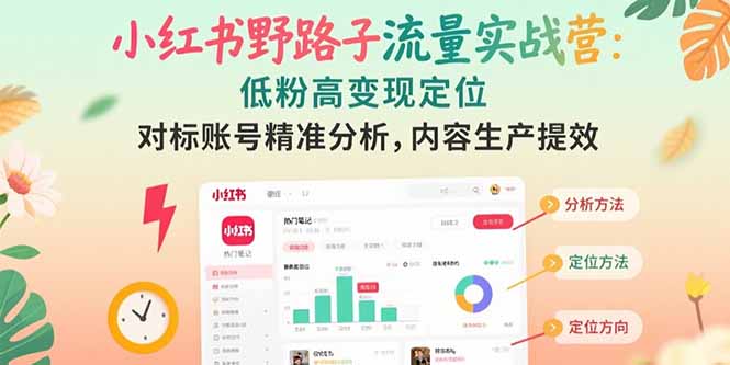 （15423期）小红书野路子流量实战营：低粉高变现定位 对标账号精准分析 内容生产提效-问小徐资源库