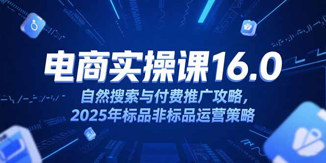 （15262期）淘宝电商运营课16.0，自然搜索与付费推广攻略，2025年标品非标品运营策略-问小徐资源库