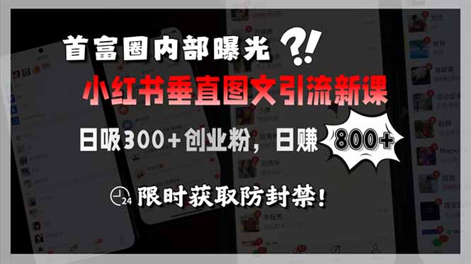 （15313期）首富圈内部曝光小红书垂直图文引流新课，日吸300+创业粉，日赚800+，限…-问小徐资源库