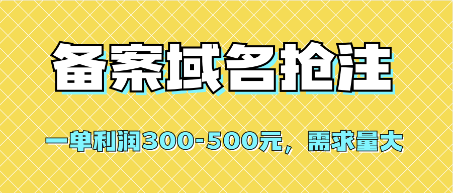 【全网首发】备案域名抢注，一单利润300-500元，需求量大-问小徐资源库