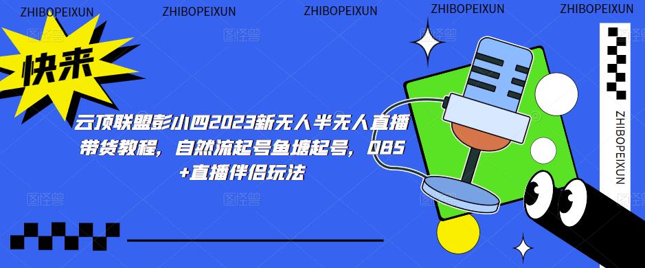 云顶联盟彭小四2023新无人半无人直播带货教程，自然流起号鱼塘起号，OBS+直播伴侣玩法-问小徐资源库
