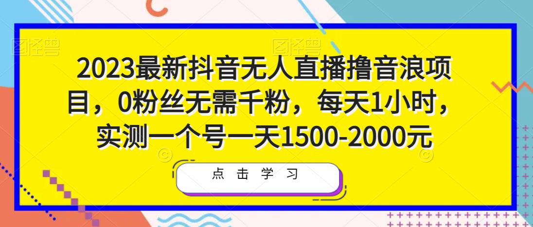 2023最新抖音无人直播撸音浪项目，0粉丝无需千粉，每天1小时，实测一个号一天1500-2000元-问小徐资源库