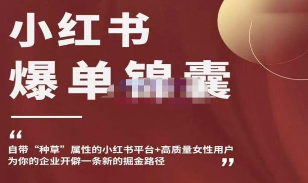 小红书爆单锦囊，自带种草属性+高质量女性用户，为你的企业开辟一条新的掘金路径-问小徐资源库