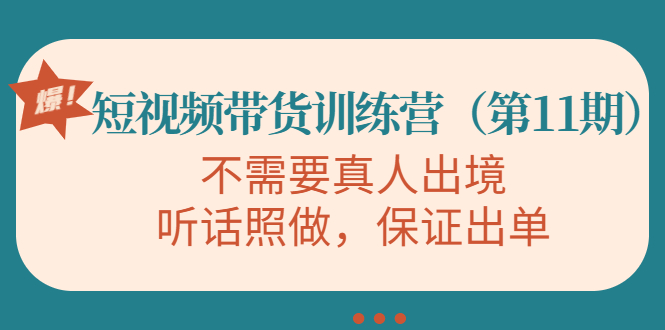 视频带货训练营，不需要真人出境，听话照做，保证出单-问小徐资源库