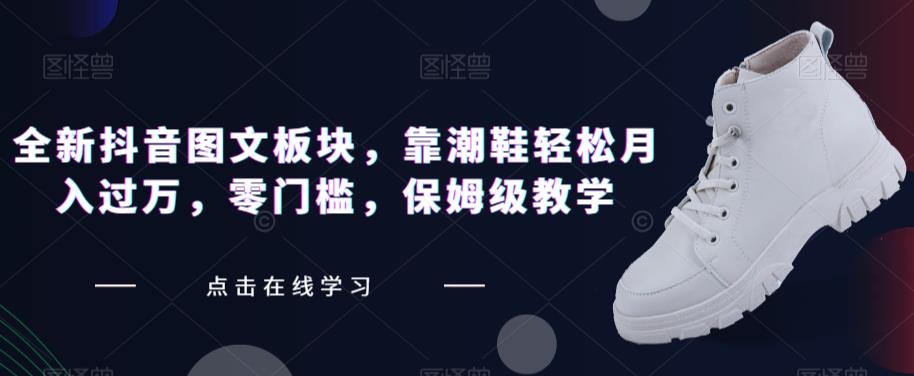 全新抖音图文板块，靠潮鞋轻松月入过万，零门槛，保姆级教学【揭秘】-问小徐资源库