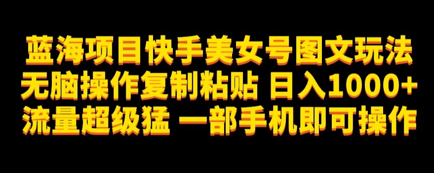 蓝海项目快手美女号图文玩法，无脑操作复制粘贴，日入1000+流量超级猛一部手机即可操作【揭秘】-问小徐资源库