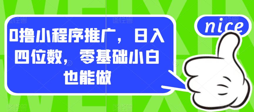 0撸小程序推广，日入四位数，零基础小白也能做【揭秘】-问小徐资源库