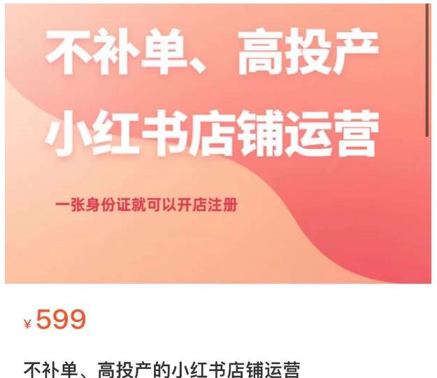 不补单、高投产的小红书店铺运营，一张身份证就可以开店注册-问小徐资源库