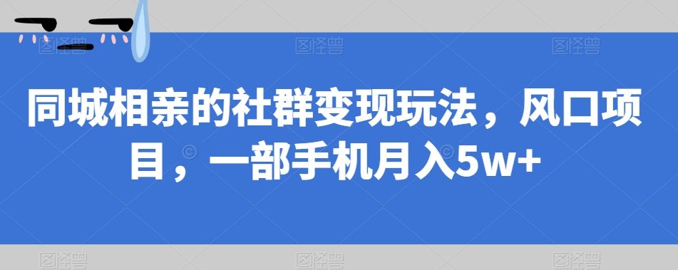 同城相亲的社群变现玩法，风口项目，一部手机月入5w+【揭秘】-问小徐资源库