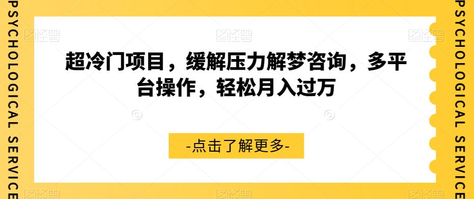 超冷门项目，缓解压力解梦咨询，多平台操作，轻松月入过万【揭秘】-问小徐资源库