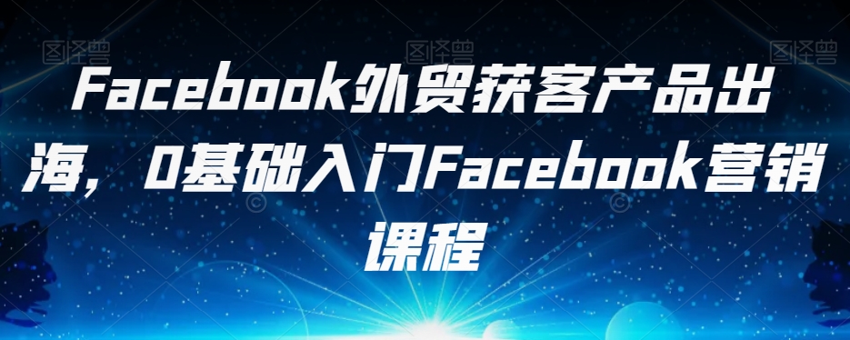 Facebook外贸获客产品出海，0基础入门Facebook营销课程-问小徐资源库