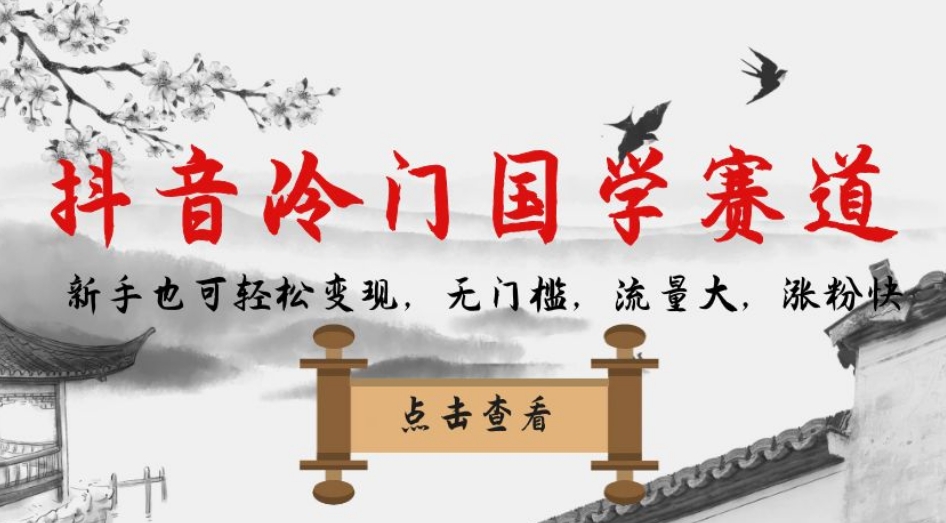 抖音冷门国学赛道，新手也可轻松变现，无门槛，流量大，涨粉快-问小徐资源库