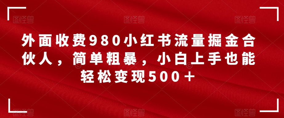 外面收费980小红书流量掘金合伙人，简单粗暴，小白上手也能轻松变现500＋【揭秘】-问小徐资源库