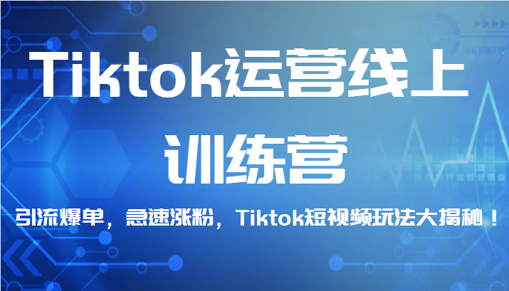 Tiktok运营线上训练营，引流爆单，急速涨粉，Tiktok短视频玩法大揭秘！-问小徐资源库