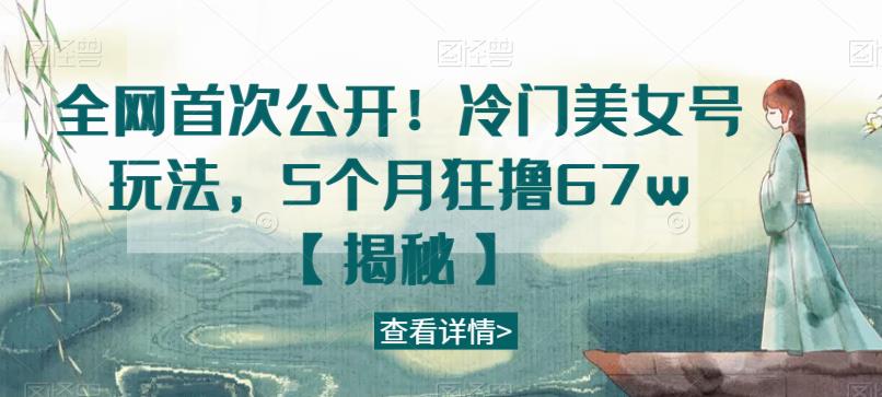 全网首次公开！冷门美女号玩法，5个月狂撸67w【揭秘】-问小徐资源库